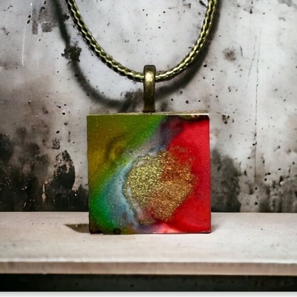 HANDCRAFTED Painted Pendant Necklace - Picture 1 of 6